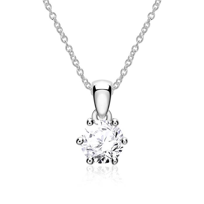 Cadena de diamantes para mujer en oro blanco 14 quilates