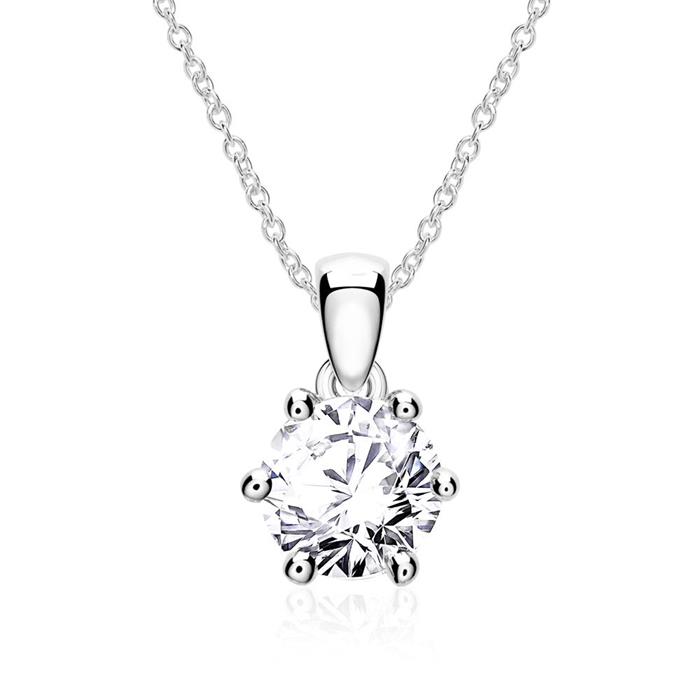 14K white gold necklace for ladies with diamond