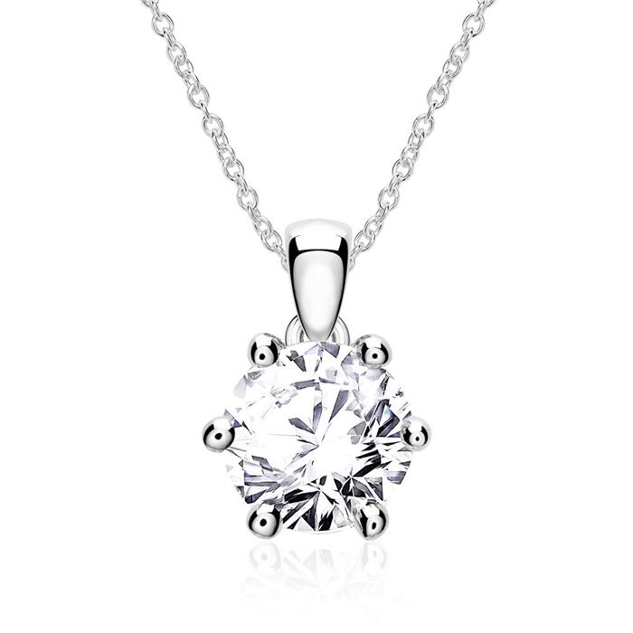 14 quilates cadena de oro blanco para mujer con diamante