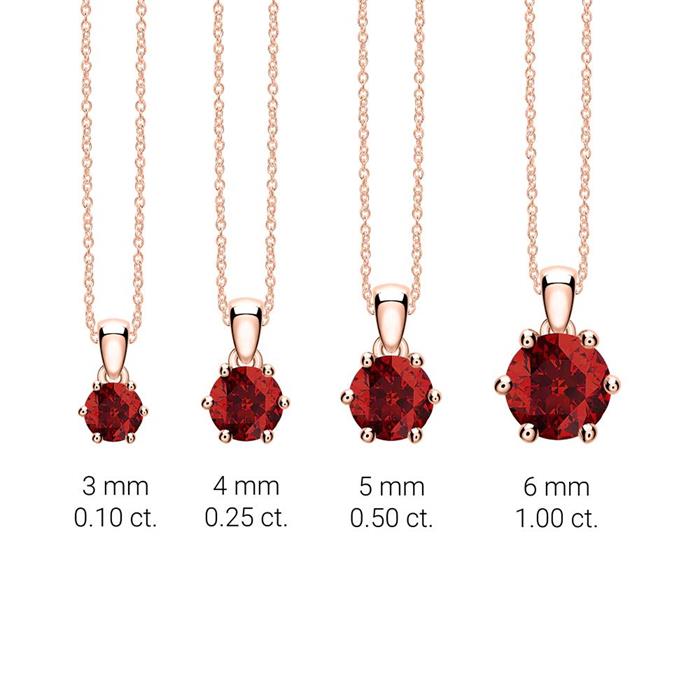 14K rose gold necklace and pendant with garnet