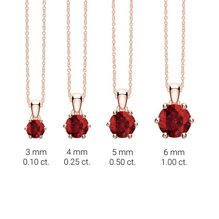 14 karaat ros&#xE9;gouden ketting en hanger met Granaat