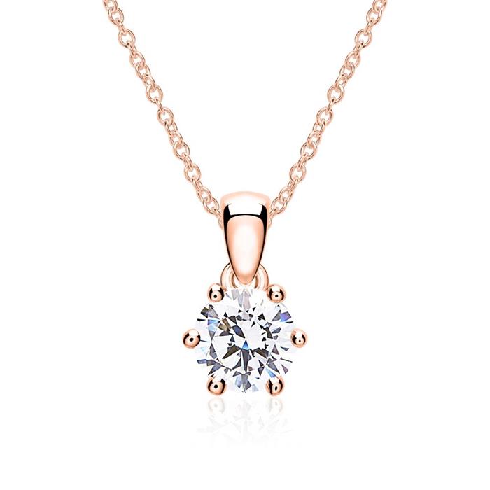 14k rose gouden collier met Diamant, LAB grown