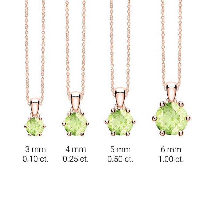 Necklace in 14 carat rose gold with peridot