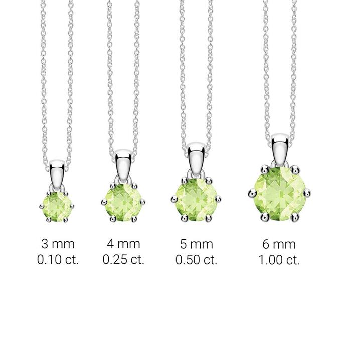 Peridot pendant for necklaces in 14 carat white gold