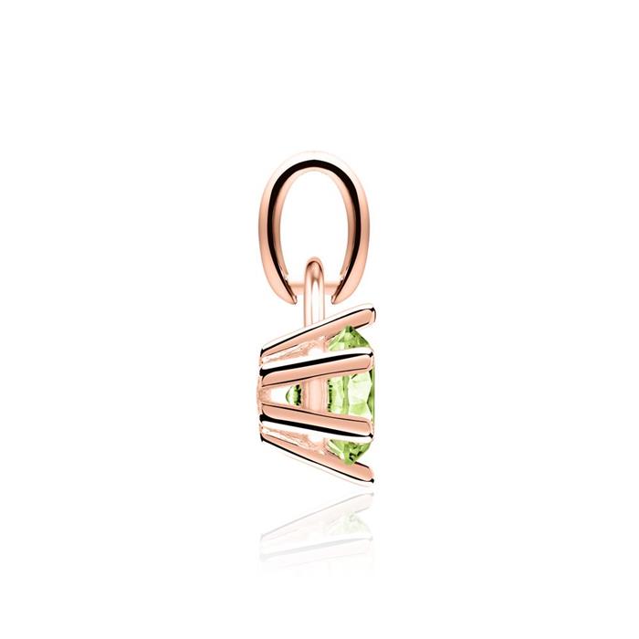 Colgante para cadenaes en oro rosa de 14 quilates con peridoto