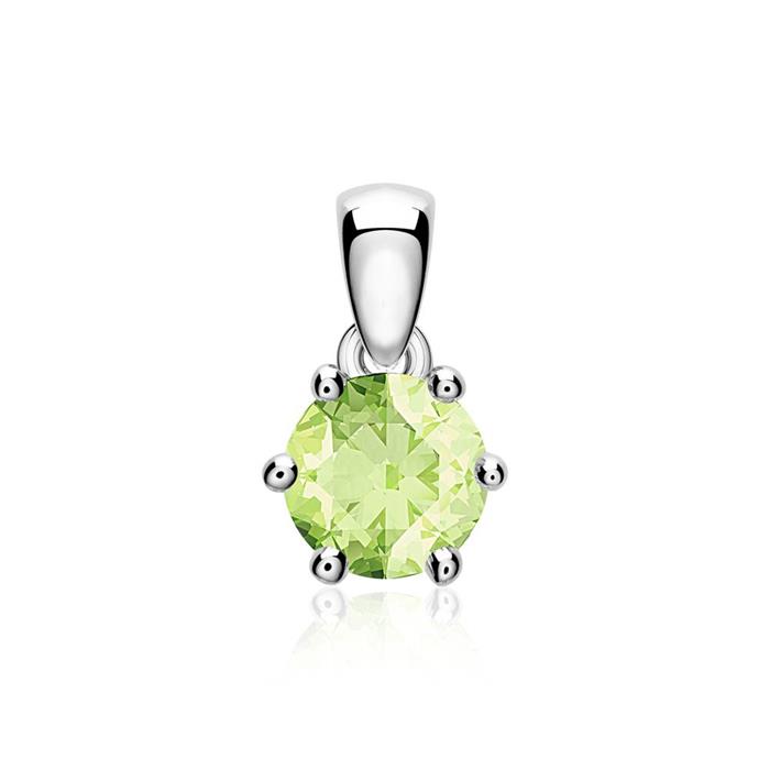 Peridot pendant for necklaces in 14 carat white gold