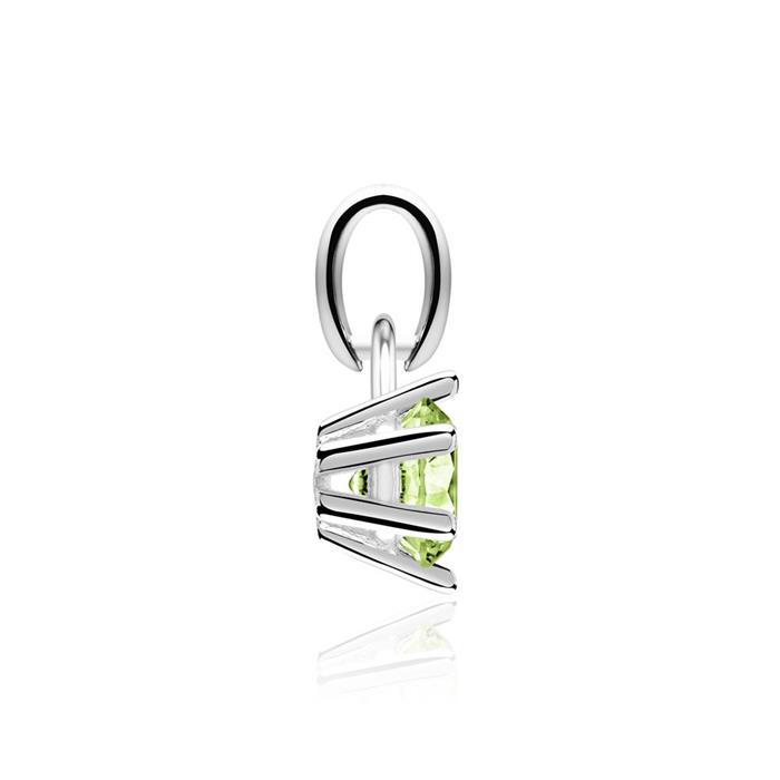 Peridot pendant for necklaces in 14 carat white gold