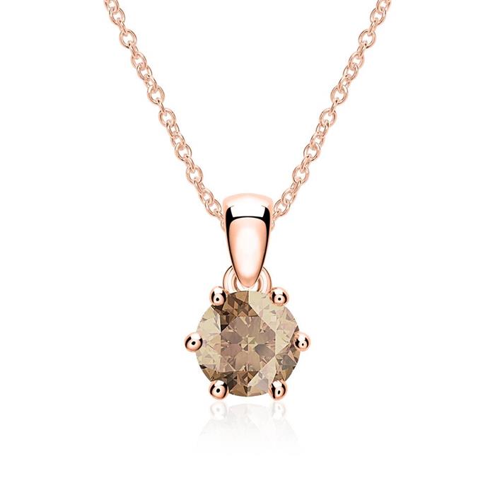 14K rose gold necklace with smoky quartz