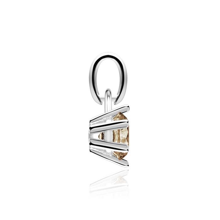 Pendant in 14K white gold with smoky quartz