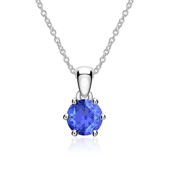 Sapphire pendant for necklaces in 14 carat white gold
