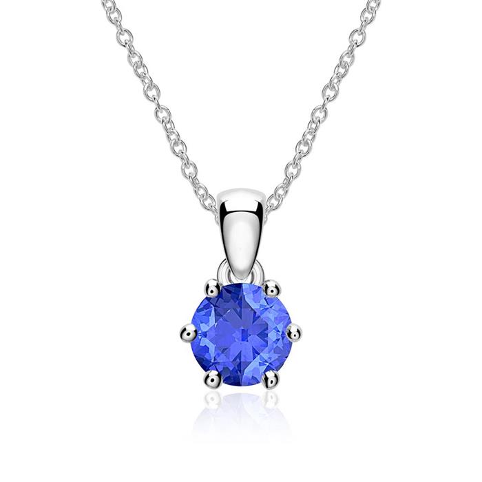 14K white gold necklace with sapphire pendant