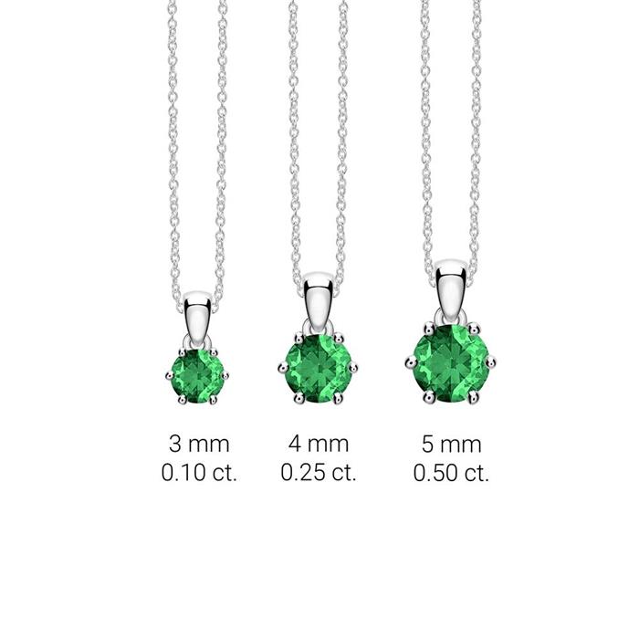 14 carat white gold necklace with emerald
