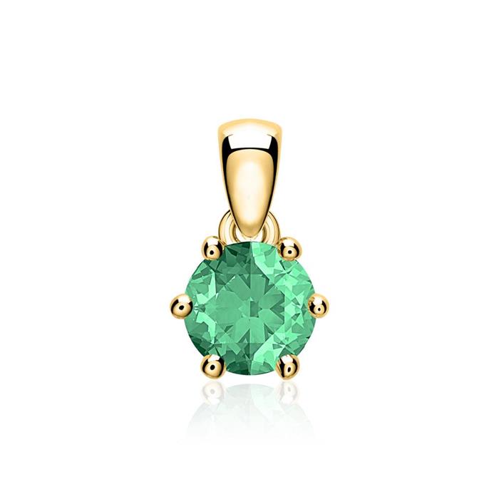Pendant for necklaces in 14-carat gold with emerald