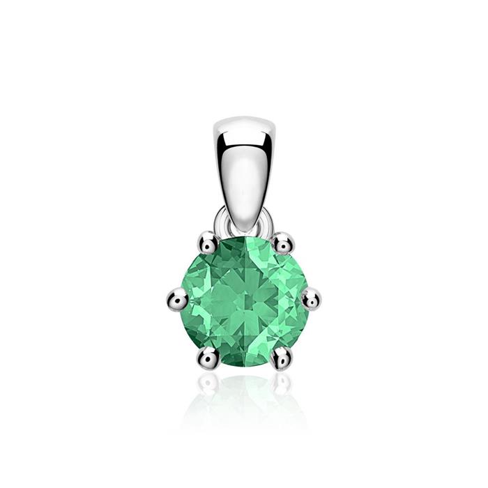 14 carat white gold pendant with emerald