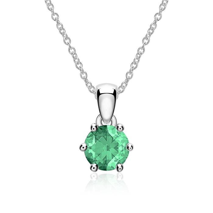 14 carat white gold necklace with emerald