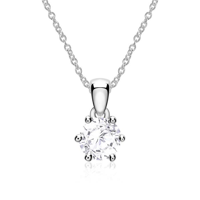 Necklace in 14 carat white gold with white topaz pendant