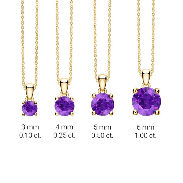 14-carat gold necklace and pendant with amethyst