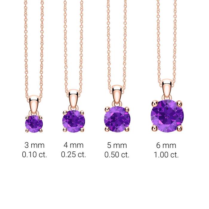 14K rose gold necklace with amethyst pendant