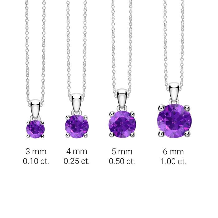 Pendant for necklace in 14 carat white gold with amethyst