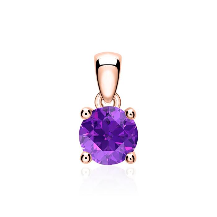 Amethyst pendant for necklaces in 14K rose gold