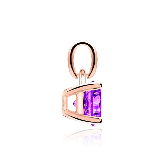 14K Rose Gold Necklace With Amethyst Pendant