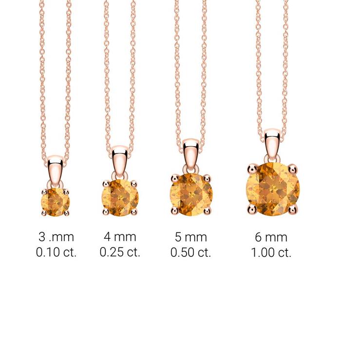 14 karaat  roségouden ketting met Citrien hanger