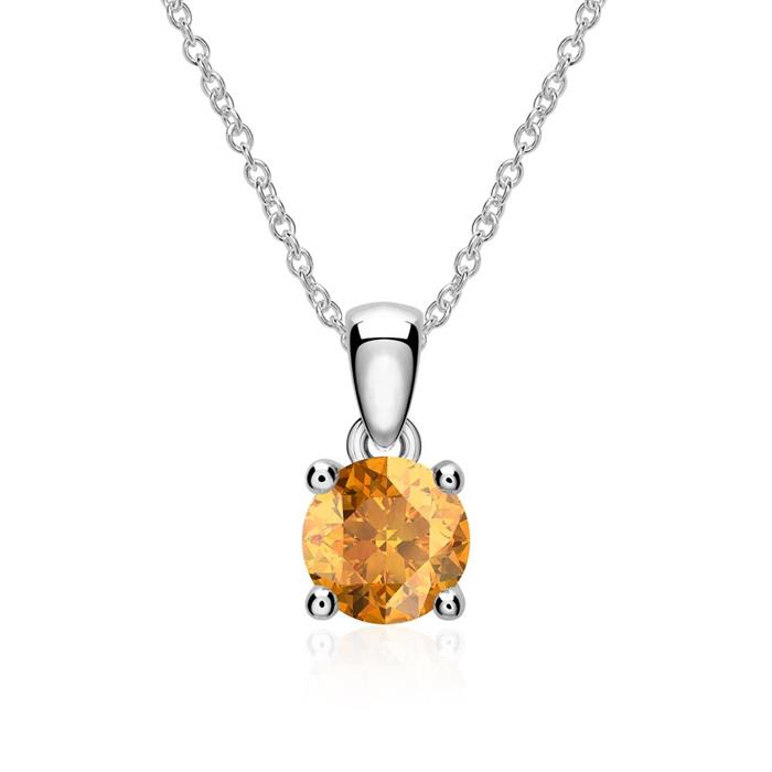 14 carat white gold pendant with citrine