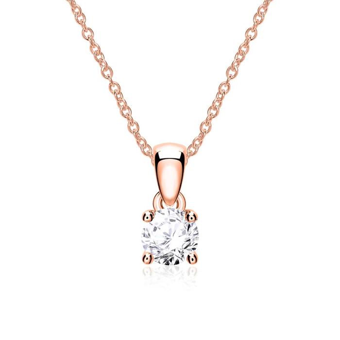 Pendant for ladies in 14ct rose gold with diamond