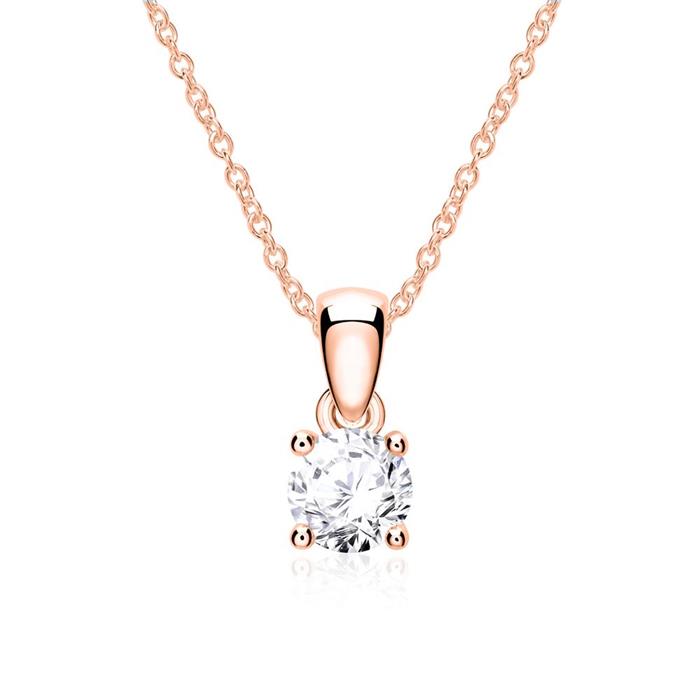 Ladies pendant in 14ct rose gold with diamond