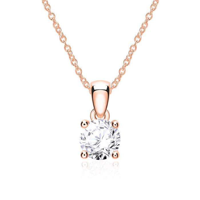 Ladies necklace in 14ct rose gold with diamond