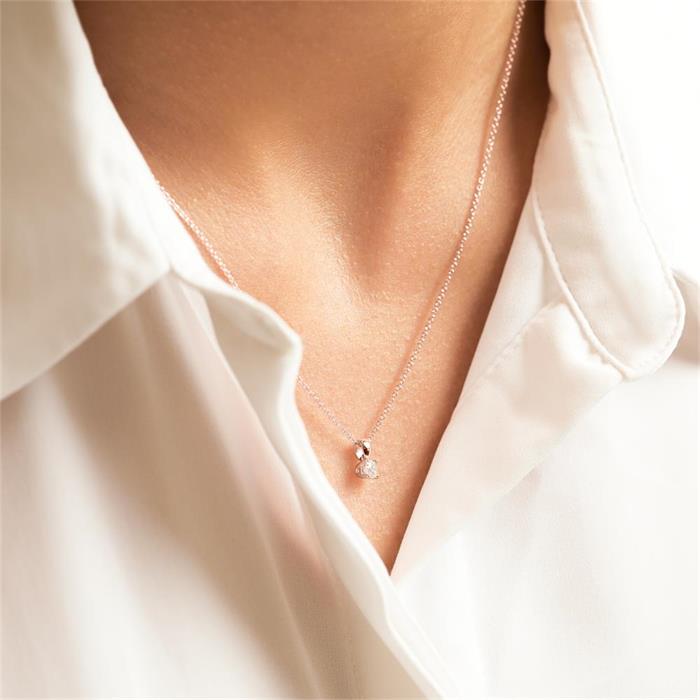 Ladies necklace in 14ct rose gold with diamond