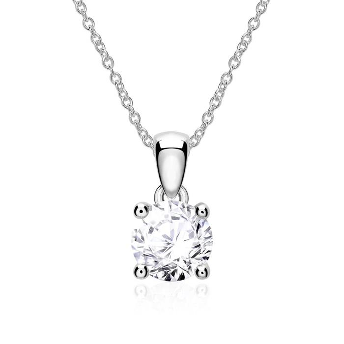 Pendant in 14ct white gold for ladies with diamond