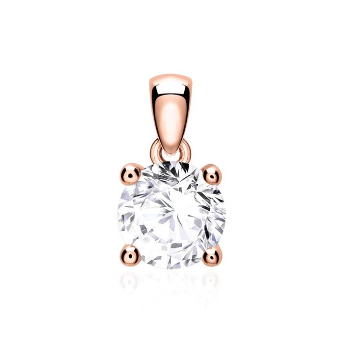 Ladies chain pendant in 14K rose gold with brilliant-cut diamond