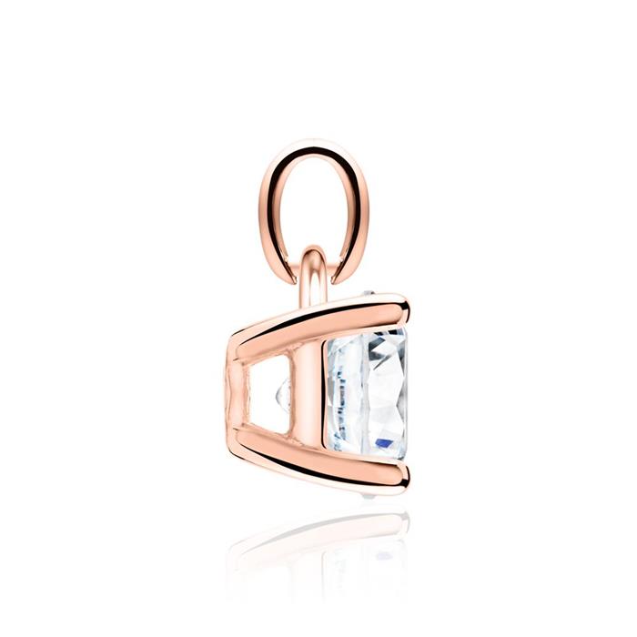 Colgante de cadena para mujer en oro rosa de 14 quilates con diamante talla brillante
