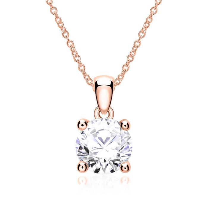 14K rose gold necklace with diamond pendant