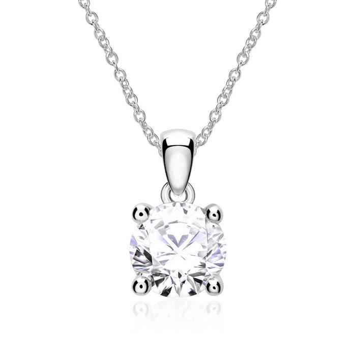 14K white gold necklace with diamond for ladies