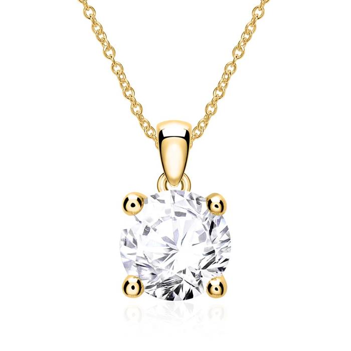 14-karaats gouden ketting met briljant geslepen Diamant