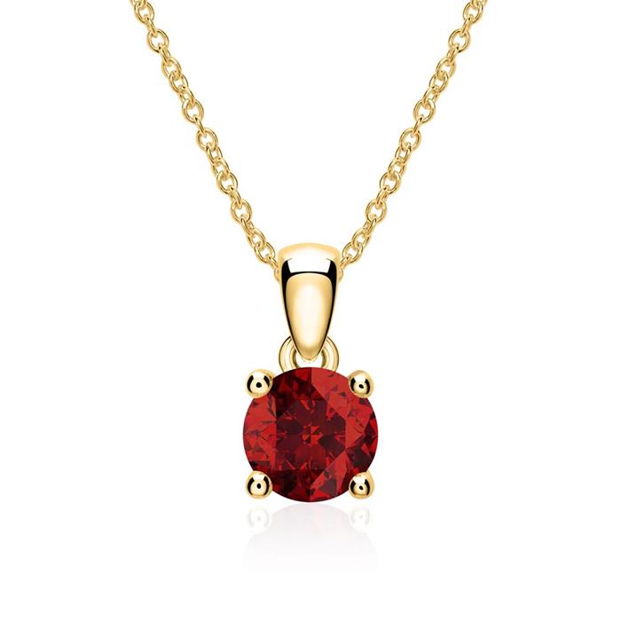 14K gold pendant for necklaces with garnet