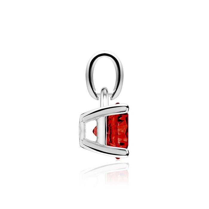 Garnet pendant for necklaces in 14K white gold