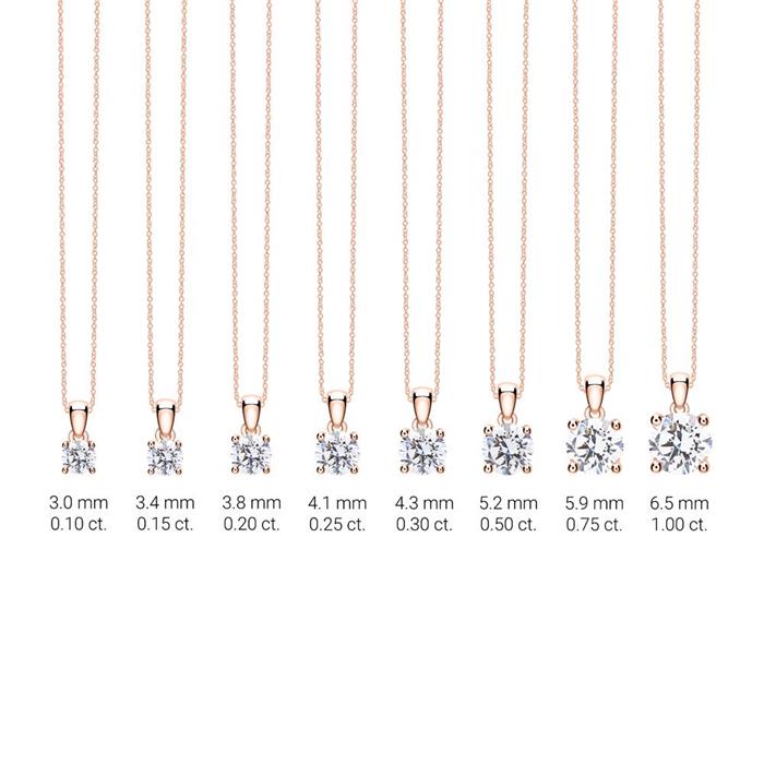 Necklace in 14K rose gold with diamond, Lab grown