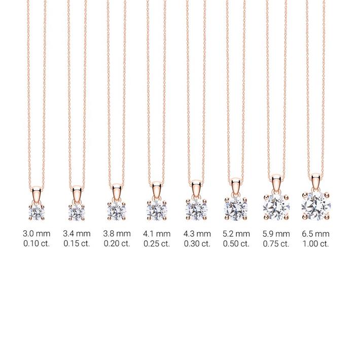 Ketting in 14k rose goud met Diamant, LAB grown