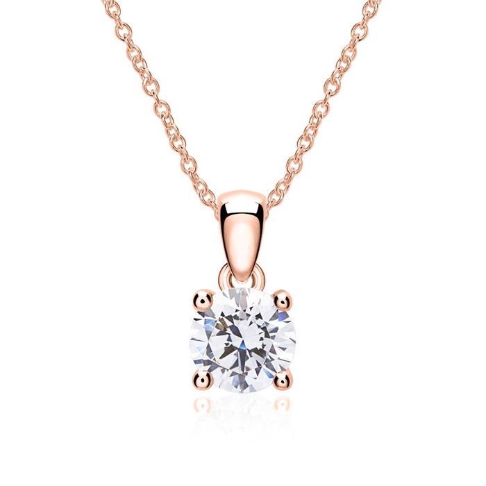 Necklace in 14K rose gold with diamond, lab grown
