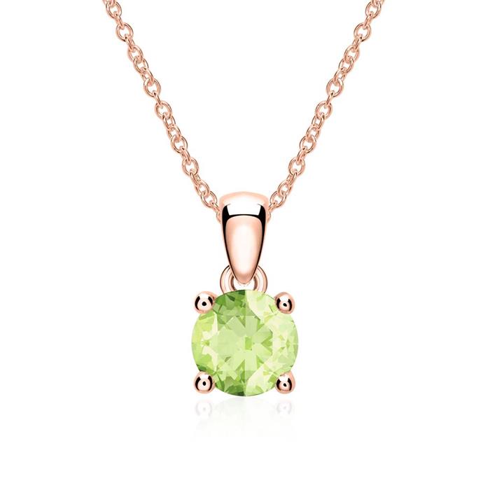 Ketting in 14 karaat  roze goud met Peridot hanger