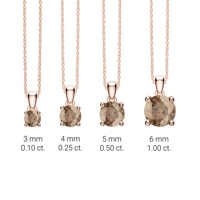 Necklace And Pendant In 14 Carat Rose Gold With Smoky Quartz