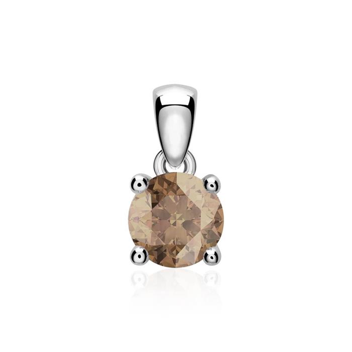 Necklace In 14K White Gold With Smoky Quartz