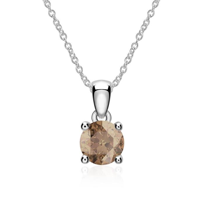 Smoky quartz pendant for necklaces in 14K white gold
