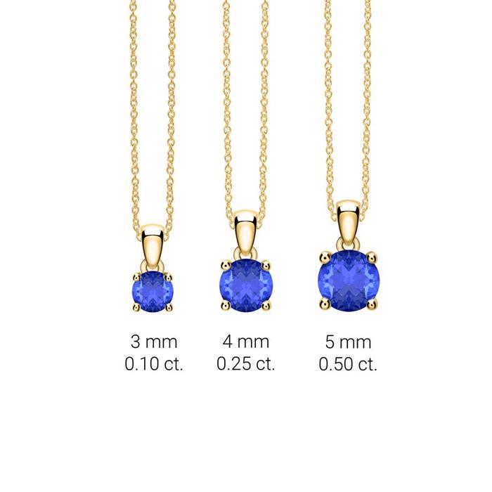 Pendant for necklaces in 14K gold with sapphire