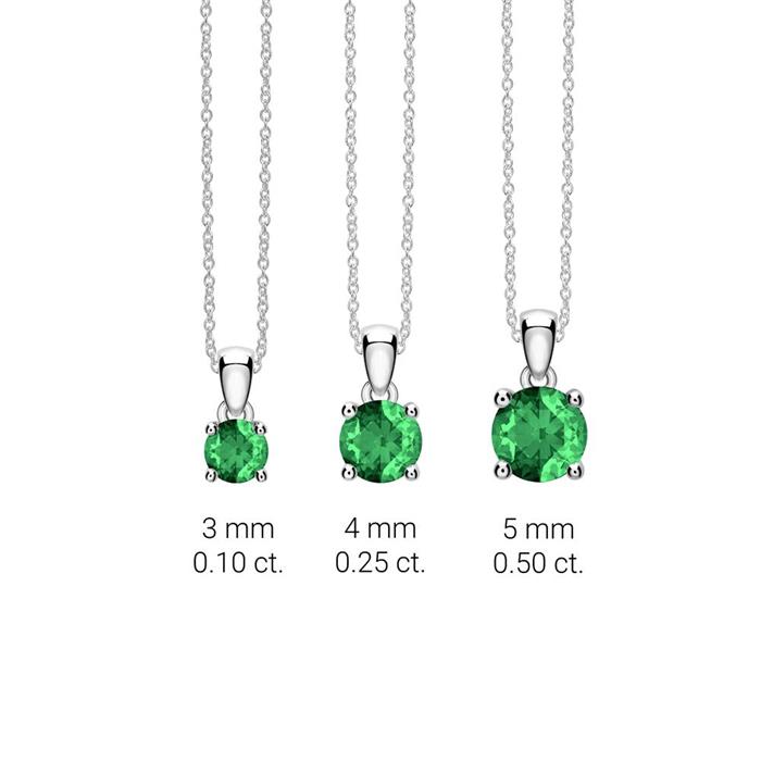 Necklace and pendant in 14K white gold with emerald