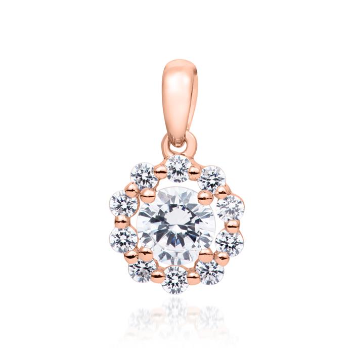 Halo diamond pendant in rose gold