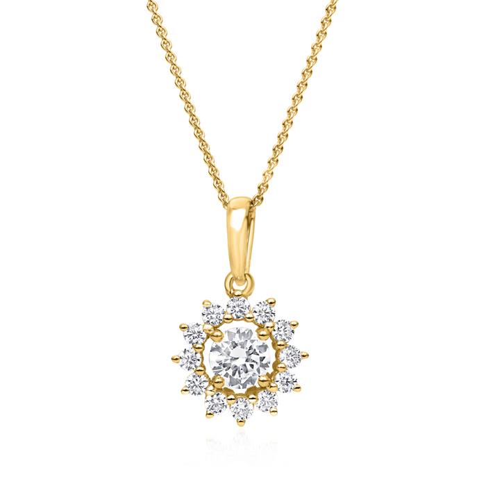 Diamond pendant in yellow gold for ladies